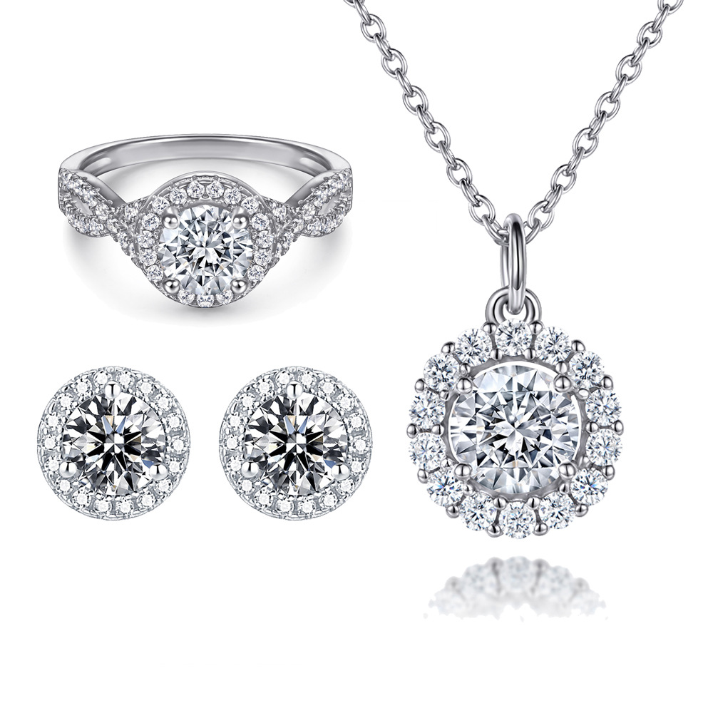 925 Sterling Silver Necklace Jewelry Three-piece Set - Image 6