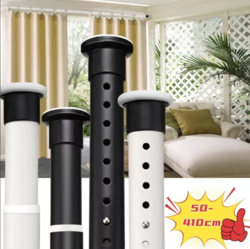 50-410cm Shower Curtain Rail Pole Heavy Duty Extendable Tension Rod No Drilling - Image 2